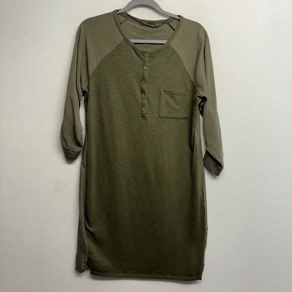 prAna Women's Hensley Henley Dress in Rye Green Size Small Mixed Fabrics - Picture 3 of 8